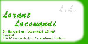lorant locsmandi business card